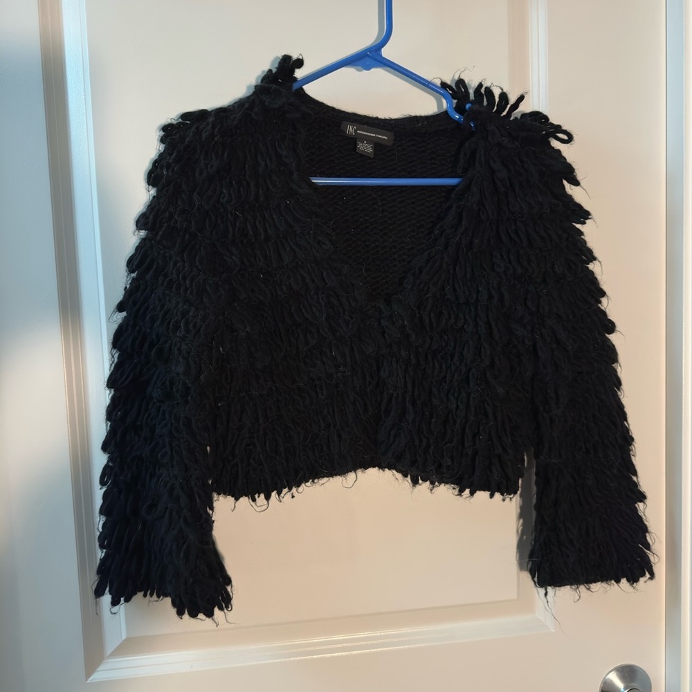 Black Textured Women's cardigan Sweater